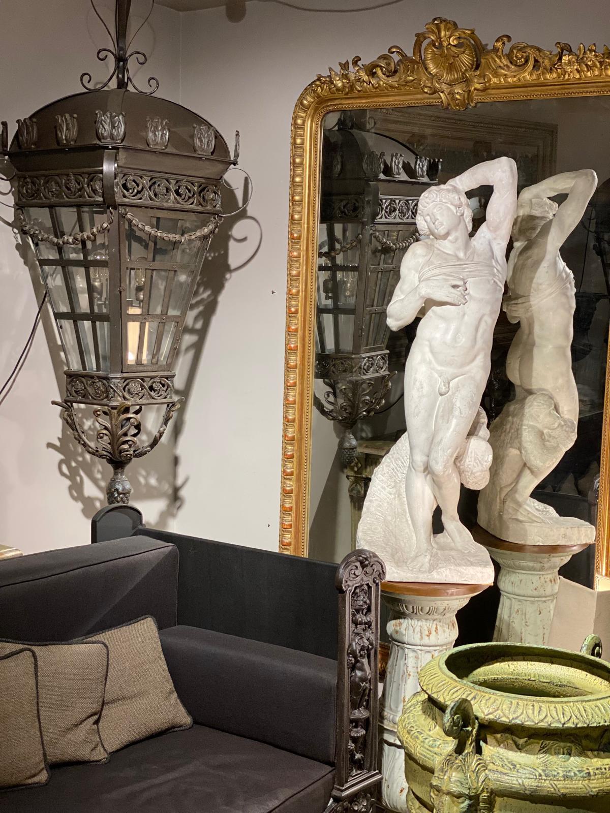 Giltwood Mirror & Marble Figures